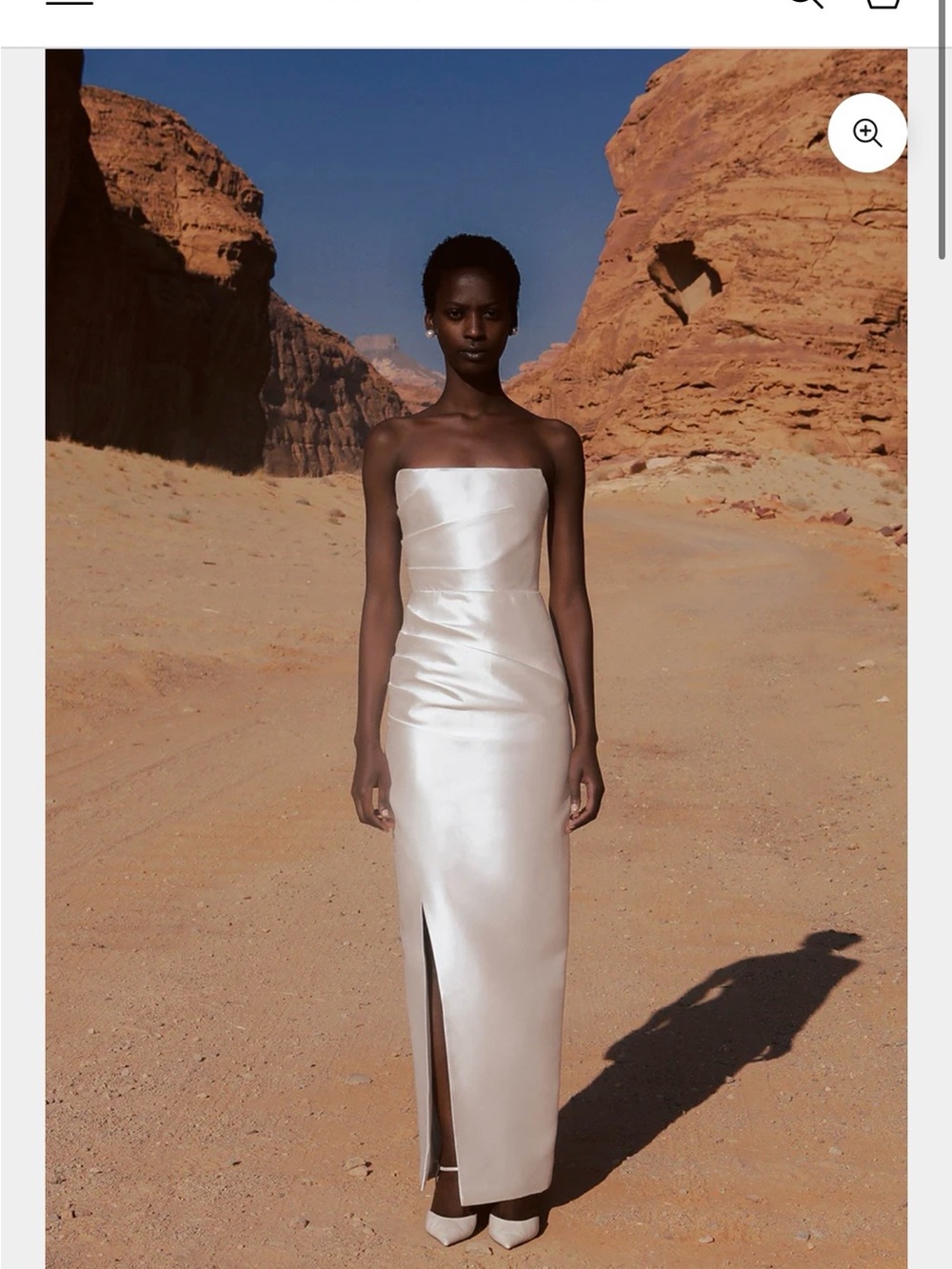 Minimalist Strapless Satin Column Dress in Pearl